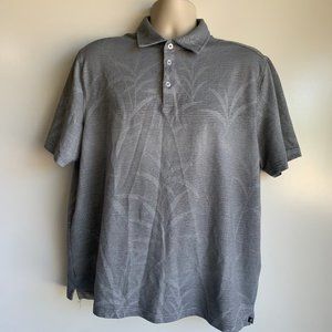 Nat Nast Gray Striped Floral Polo Shirt Men's XL